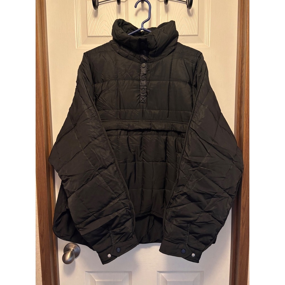 Katydid Womens Black Quilted Pullover Jacket XXL KDC-PLVR-13 Snap Neck Anorak